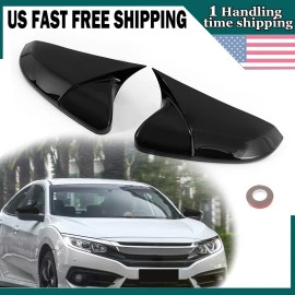 aoh-offroader 2x Glossy Black Side Mirror Cover Caps Rearview Cover For Honda Civic 2016-2021