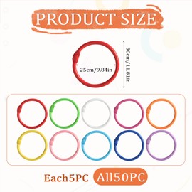 50 PCS Binder Rings, 30 mm /1.18 inch Colorful Metal Loose Leaf Binders, Multicolor Notebook Paper Flashcard Rings for Organising Index Card Photo Album Keychains School Office Home