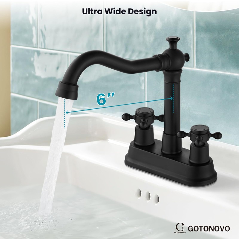 gotonovo 4 Inch Centerset Bathroom Faucet 2 Cross Handles Deck