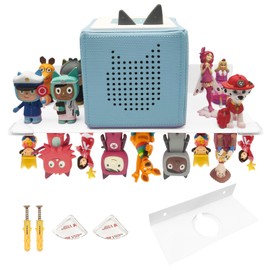 Chedin Tonie Metal Shelf, Fully Magnetic Toniebox Shelf for 30 Figures + Box, Wall Shelf Storage Shelf for Toniebox, Tonier Shelf Tonie Box with Cut-Out (Stainless Steel, White)