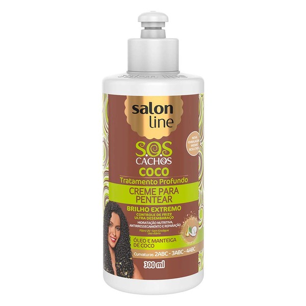 Linha Tratamento (SOS Cachos) Salon Line - Creme Para Pentear Coco 300 Ml - (Salon Line Treatment (SOS Curls) Collection - Coconut Combing Cream 10.14 Fl Oz)