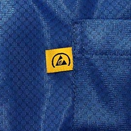 StaticTek V Neck ESD Jacket, Certified Level 3 Protective Lightweight Workwear & High Shielding Anti-Static Lab Coat, Full Sleeve, Snap Cuff ESD Smock, Light Blue - M (JKV8823SPLB)