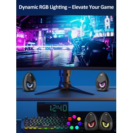 OROW Computer Speakers,Mini 10W RGB PC Speakers with Colorful LED, Volume Control - Gaming Speakers for Desktop/Laptop, 3.5mm Aux (S208)