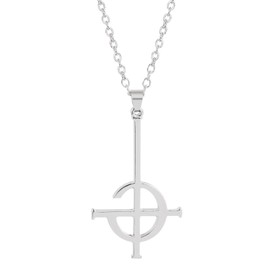1 pack Ghost Cross Personality Necklace, Rock Band Matching Pendant Necklace, European and American Fashion Punk Style Necklace