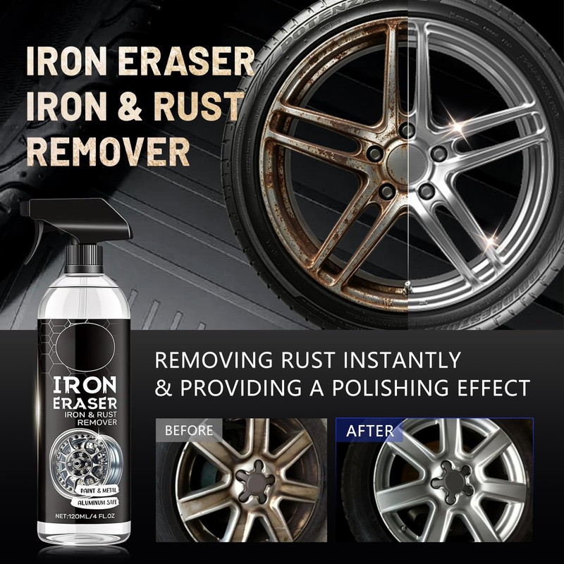 OJJ 2026 New 2Pcs Iron Eraser Rust Remover Spray, Eraser