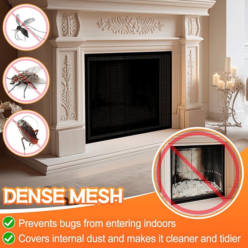 Fireplace Screen PVC Spark Guard Cover Safe Mesh Gate Dustproof
