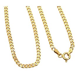Kauf-mich-weg Curb Chain Genuine 925 Sterling Silver Gold-Plated 3 mm Wide Choice of Length 45 50 55 60 cm Silver Chain Necklace Chain Women, Silver