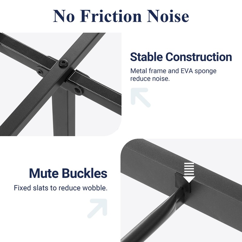 Allewie Heavy-Duty Platform Metal Bed Frame Queen Size with Headboard,