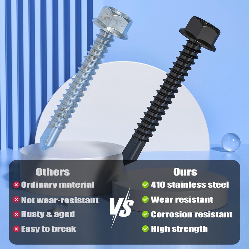 VGBUY 100Pcs #10 x 1-1/4" Self Drilling Screws for Metal,410