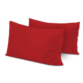 Yorkshire Bedding Pillow Cases 2 Pack - Brushed Microfiber Housewife Pillowcase Hypoallergenic Pillow Cover Standard Size with Envelope Closure (Red, 50 x 75 cm)
