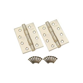 Door Hinges FIRE Rated 4’’x 3’’ Ball Bearing CE13 Grade Stainless Steel -Brass (1 Pair (2 Hinges))