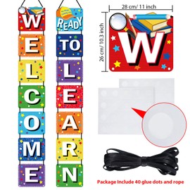 Back to School Banner Welcome Banner for First Day of School Welcome Ready to Learn Classroom Party Supplies Photo Props for Kindergarten Pre-school Primary High School Classroom Decorations