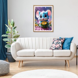 AIRDEA 5D Cute Little Mouse Diamond Painting Adults, DIY Diamond Painting Pictures Adults, Diamond Painting Craft Set by Numbers Home Decor Gift 30 x 40 cm