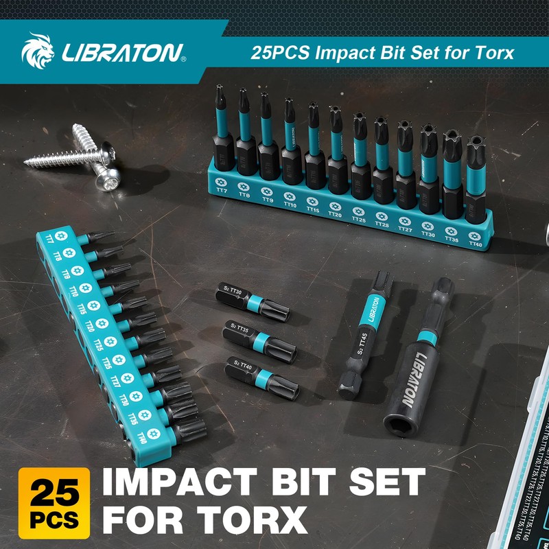 LIBRATON Security Torx Bit Set, 25-Piece Tamper Proof Star Bits