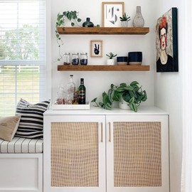 QEEIG Floating Shelves for Wall 35.4" Long - Wall Mounted Shelf Bathroom Kitchen Living Room Bedroom Farmhouse Home Decor Display Bookshelf Large 35.4 x 9.3 inch Set of 2, Rustic Brown (008-90BN)