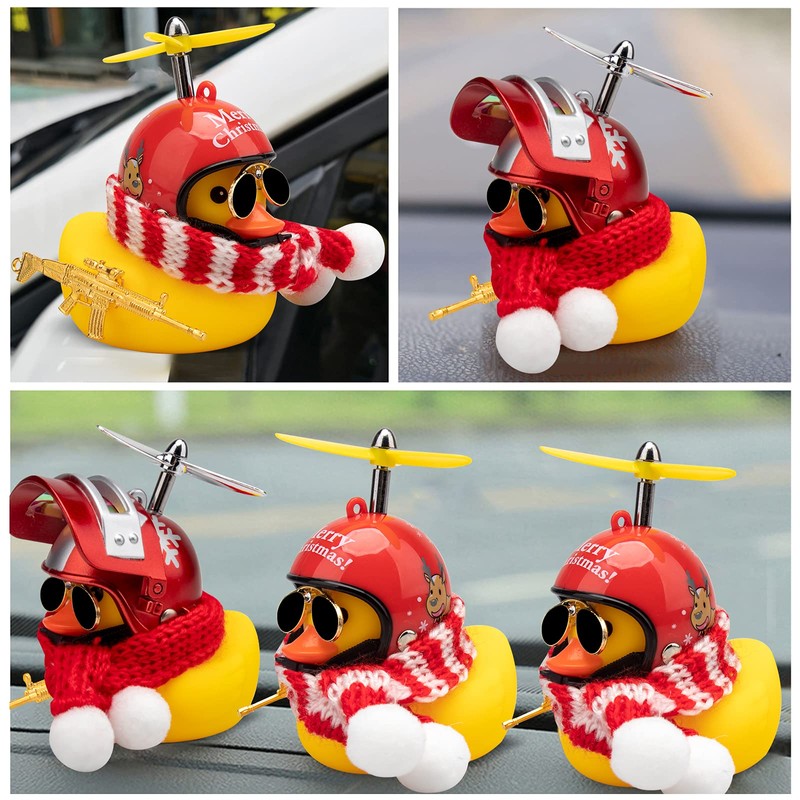 Wonuu Rubber Duck Car Decoration - Yellow Duck with Propeller,