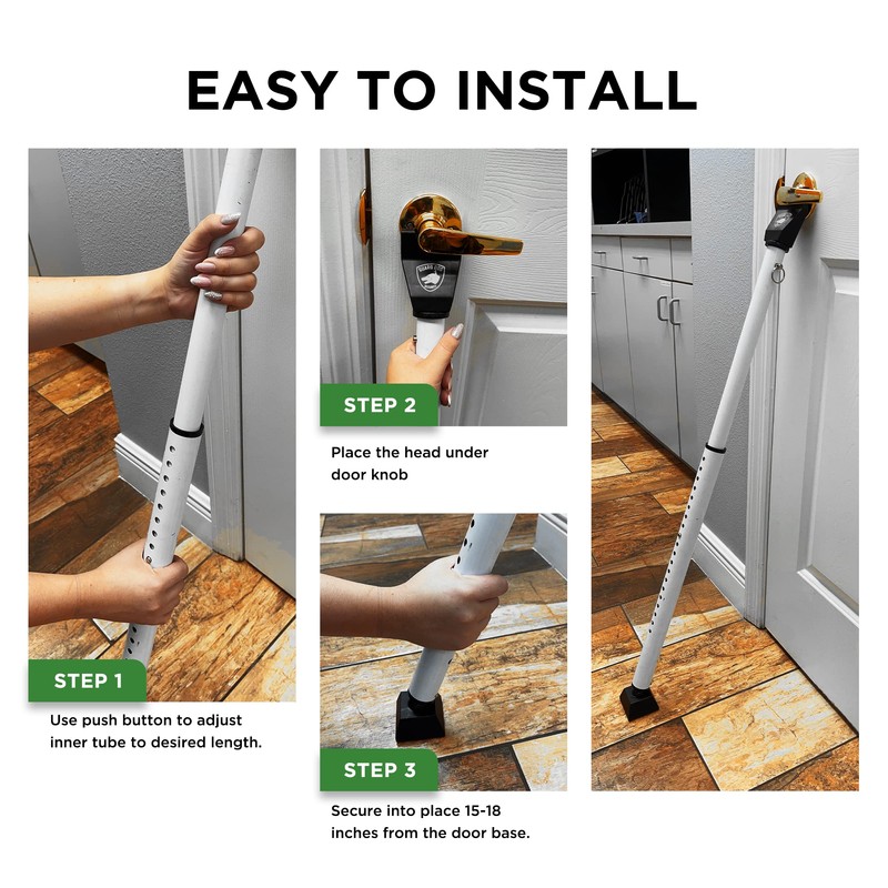 Sliding Door Security Bar, Door Jammer 2-in-1 Adjustable, Door Stoppers