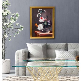 Creative Co-Op Vintage Reproduction Floral Still Life Print with Solid Wood Frame