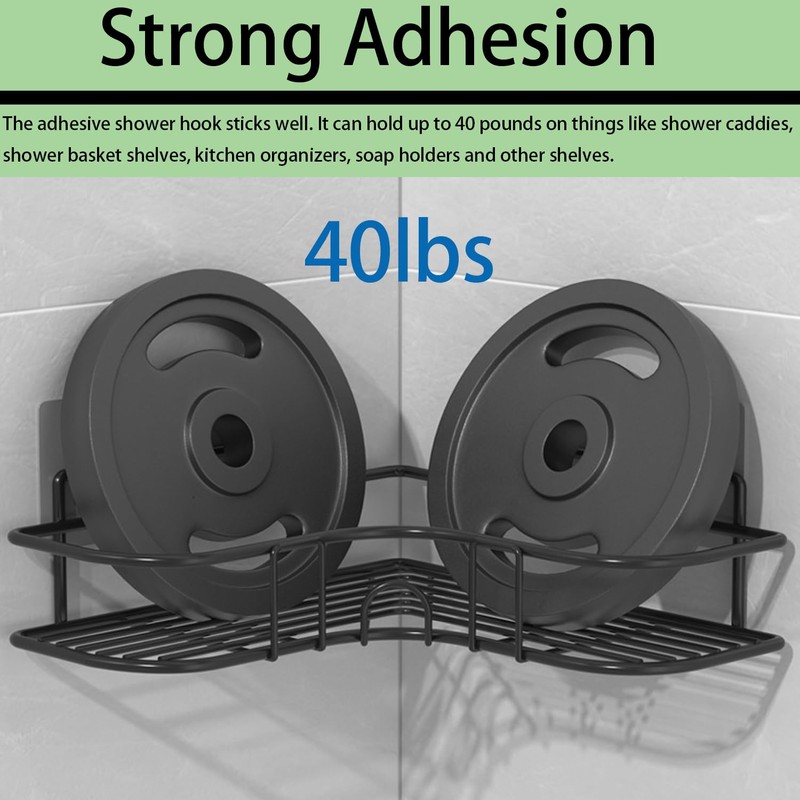 12 Pack Shower Caddy Adhesive Replacement Hooks Transparent Strong Waterproof