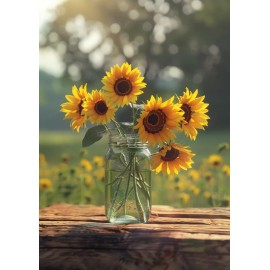 Unbranded Floral Wall Art Decor Prints Of Sunflowers In Farmhouse Mason Jar 8.5x11