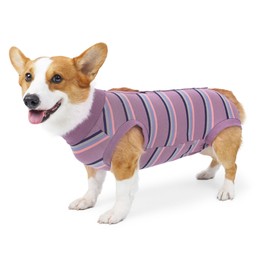 Dog Recovery Suit Breathable Dog Surgery Recovery Suit Puppy Surgical Clothes for Postoperative Recovery Wine Red Wide Strip M
