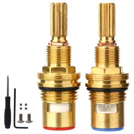 Brass 1-001 & 1-002 Ceramic Valve Cartridge Set, Hot and Cold Widespread Faucet Valve Core Replacement with Tools Compatible with Multiple Faucet Models