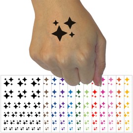 Shiny Sparkle Stars Temporary Tattoo Water Resistant Fake Body Art Set Collection - Light Blue (One Sheet)