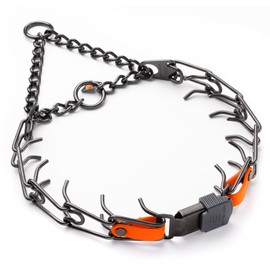 Herm Sprenger Black Stainless Steel Dog Collar with Quick Release ClicLock Buckle O-Ring Biothane Insert Training Collar Made in Germany (Hunter Orange, 23in x 3.2mm(Neck Size up to19-20in))
