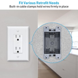 LEONLITE 12 Pack Old Work Electrical Outlet Box One Gang, Ultra-deep 20 Cubic Inch Device Box, PVC Electrical Junction Box for Switch, GFCI, Outlet Box for Home Improvement, ETL Listed, Gray
