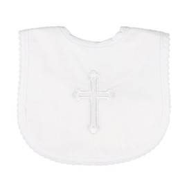 LACOFIA Infant Baby Boys Girls Christening Baptism Embroidered White Bibs