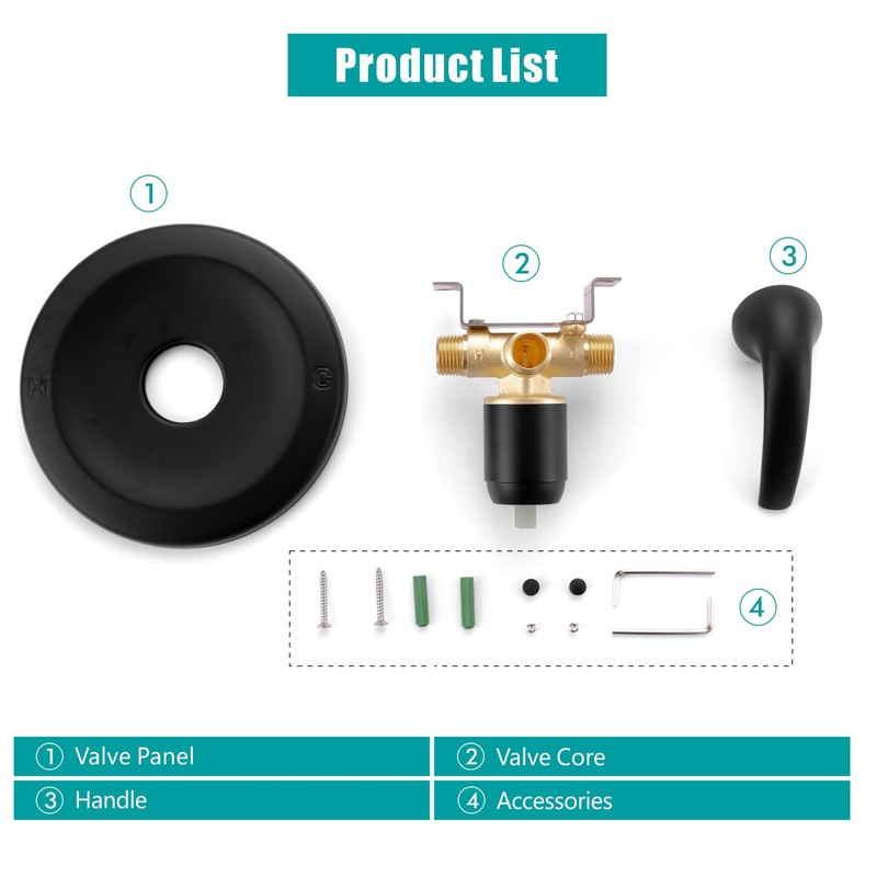 SKOWLL Shower Valve Wall Mount Black Shower Mixer Valve Kit