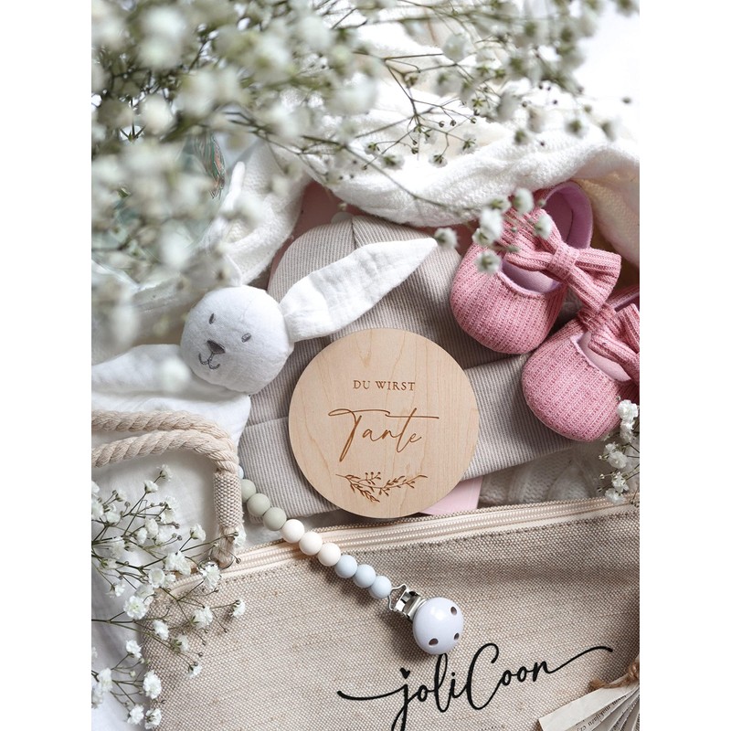 Joli Coon Wooden Disc with Folding Envelope and Seal Sticker