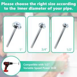 TVIOX PVC Fitting Saver, 3Pcs Pipe Reamer Tool for Removing SCH 40 from Hub, 1/2 In, 3/4 In, 1 In Head, Bit Socket Saver Set for PVC Plumbing, Fits 1/2" Variable Speed Power Drill-3PCS