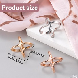 Joez Wonderful Scarf Ring Clips 3pcs - Gold & Silver X Shape Silk Scarf Clasp Holders