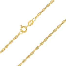 PLANETYS - Singapore Chain 925 Sterling Silver 18 Carat Gold-Plated Chain - Necklace - 2 mm Wide Various Lengths: 40-45-50-55-60-65-70 cm, Sterling Silver