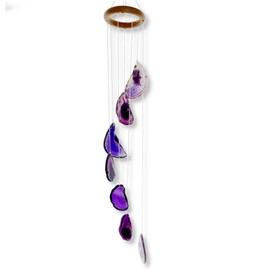 Agate Stone Wind Chimes - Purple Windchime Hanging Indoor Outdoor for Home Garden Gift 22 “