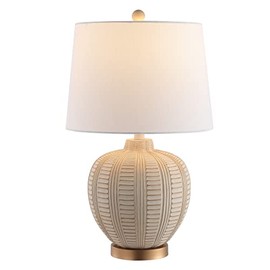 SAFAVIEH Lighting Collection Marrla Cream/Rose Gold 24-inch Table Lamp (LED Bulb Included)
