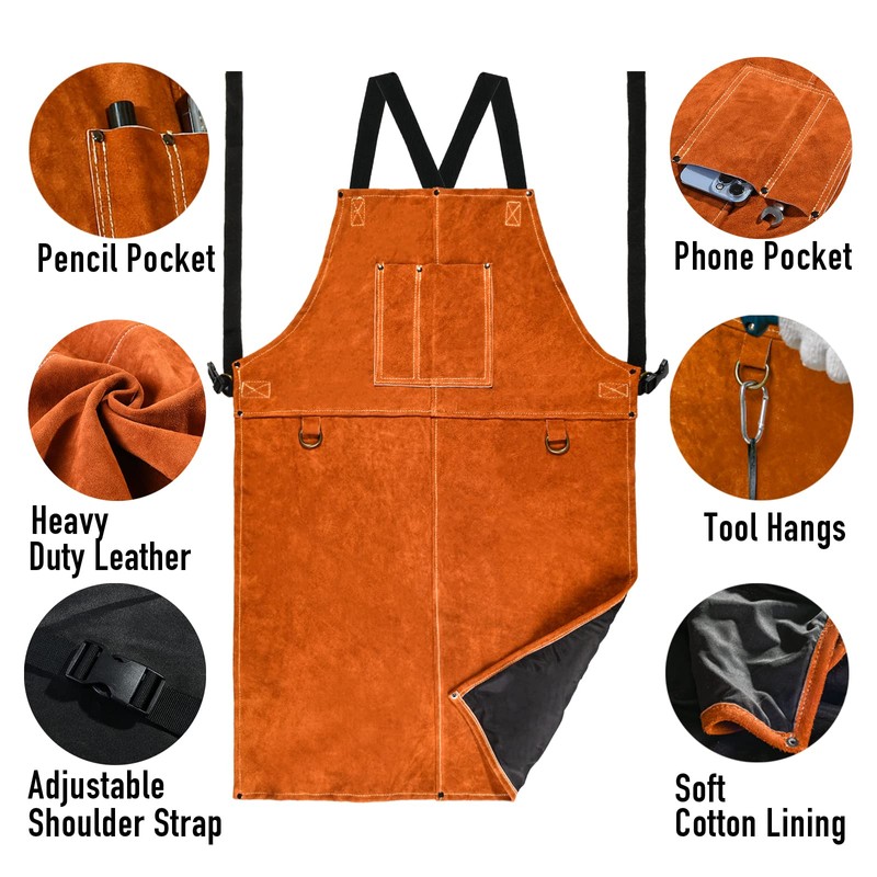 Leather Welding Work Apron - Heat Resistant & Flame Resistant