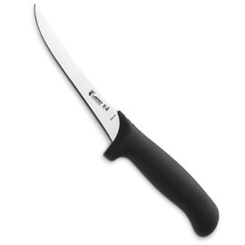 Jero Pro4 Series 6 Inch Curved Stiff Boning Knife - Professional Boning Knife - Sandvik High-Carbon Stainless Steel Blade - Ergogrip Super-Polymer Handle - Made In Portugal- Black Handle