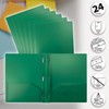 Better Office Products Green Plastic 2 Pocket Folders with Prongs,