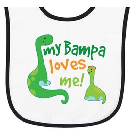 inktastic My Bampa Loves Me Boys Grandchild Dinosaur Baby Terry Cloth Bib White and Black 46ca4