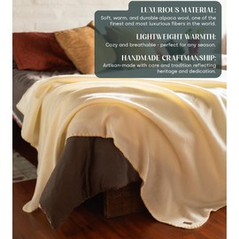 INTI REPUBLIC Alpaca Wool Blanket – Premium Soft Cozy Warm Versatile Luxury Wool Blanket from South America for Bed, Couch, Sofa, Travel, Camping, Gift, 45" x 64" (Bone White)
