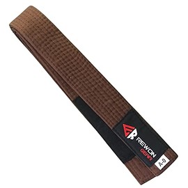 Rewon Gear Jiu Jitsu BJJ Premium Belt - Professional Belt with Sleeve Bar for Ranked Stripes, Durable (Brown, A0)