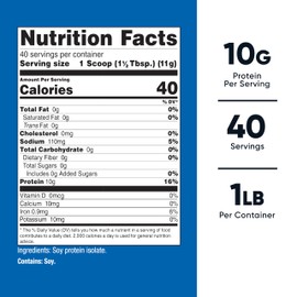 Nutricost Nutricost Soy Protein Isolate Powder, 1 LB Unflavored - 10 Grams of Protein Per Serving, Vegan, GMO-Free & Gluten Free