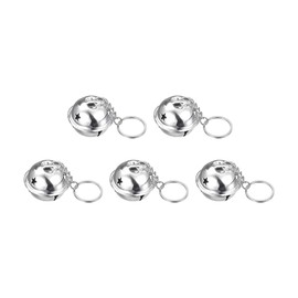 uxcell 5Pcs Pet Bells, 4cm/1.57" Dia Jingle Bell Chain Keychain Craft Carbon Steel for DIY Christmas Festival Decoration Home Party Silver White