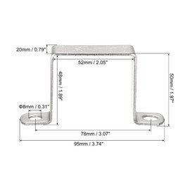 sourcing map U Shaped Connector Bracket 48 x 52mm 304 Stainless Steel for Door Closed Bar Holder Strut Channel 4pcs