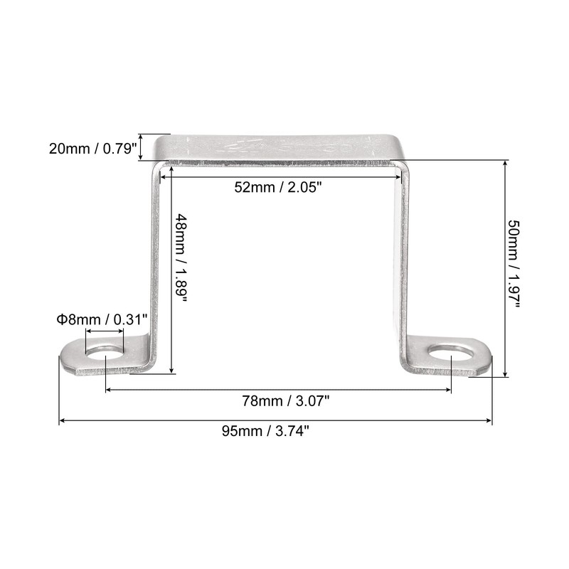 sourcing map U Shaped Connector Bracket 48 x 52mm 304