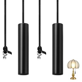 2 Pcs Bathroom Pull Cords, Black Zinc Alloy Light Pulls with 1.5m Cords