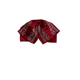 Traditional Mexican Mariachi Bow Tie, solid Teenager red and silver embroiderey