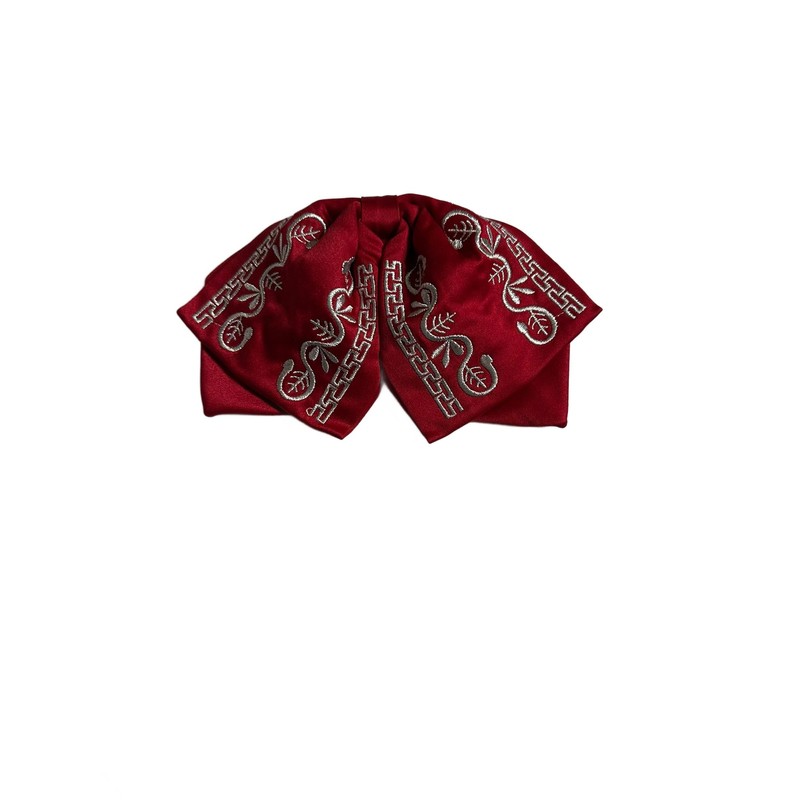 Traditional Mexican Mariachi Bow Tie, solid Teenager red and silver